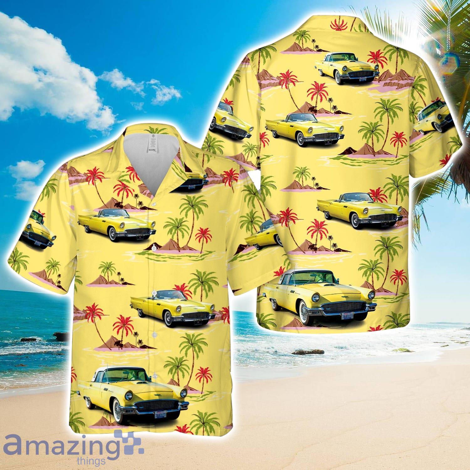 1957 Yellow Ford Thunderbird Hawaiian Shirt Cute Summer Gift image 1957 Yellow Ford Thunderbird Hawaiian Shirt Cute Summer Gift Product Photo 1