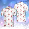 Flamingo Floral Summer Tropical Hawaiian Golf Polo Shirt white
