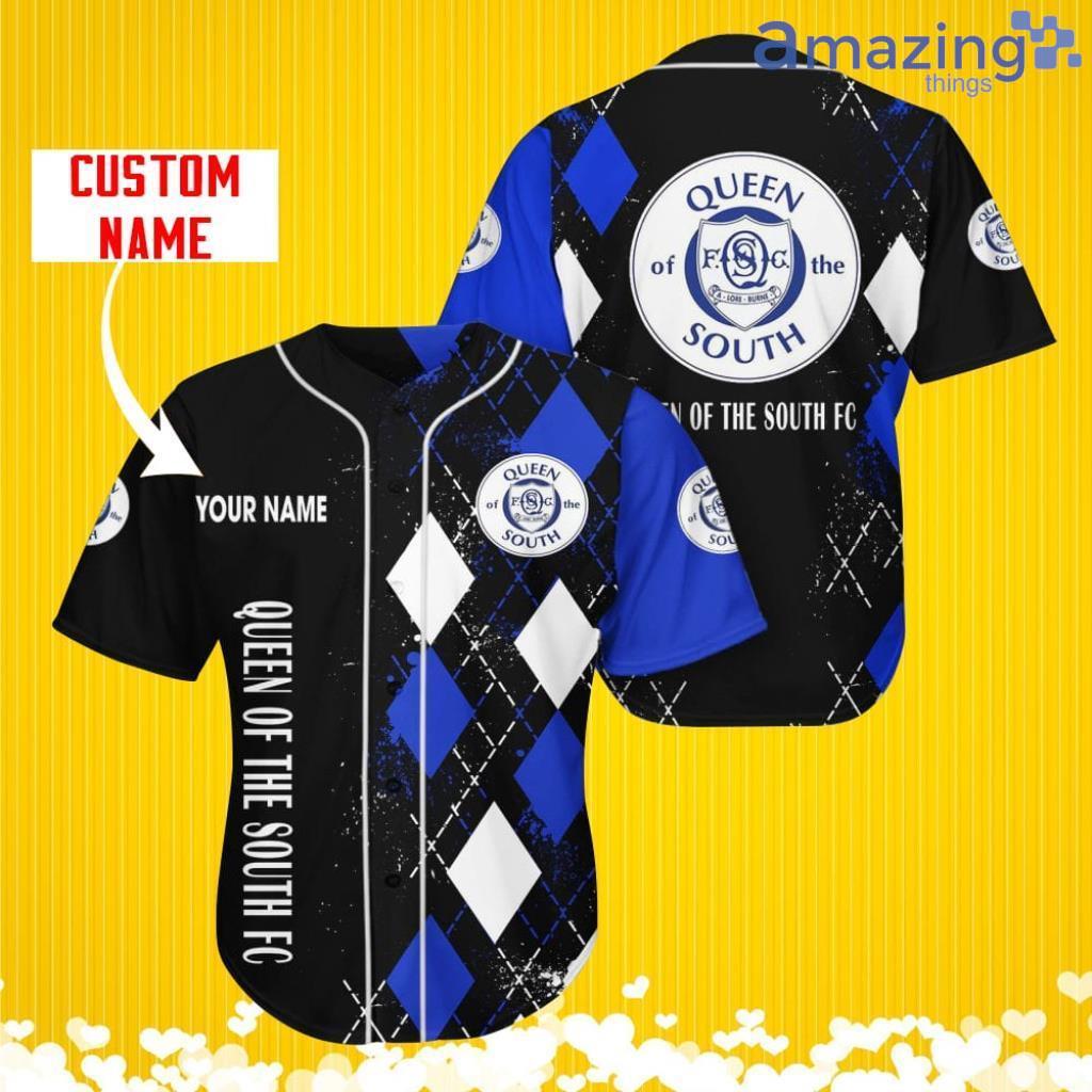Queen of the South F.C. Sports Logo Jersey Baseball Shirt Custom Name With Diamond Brush Pattern For Men And Women image Queen of the South F.C. Sports Logo Jersey Baseball Shirt Custom Name With Diamond Brush Pattern For Men And Women Product Photo 3