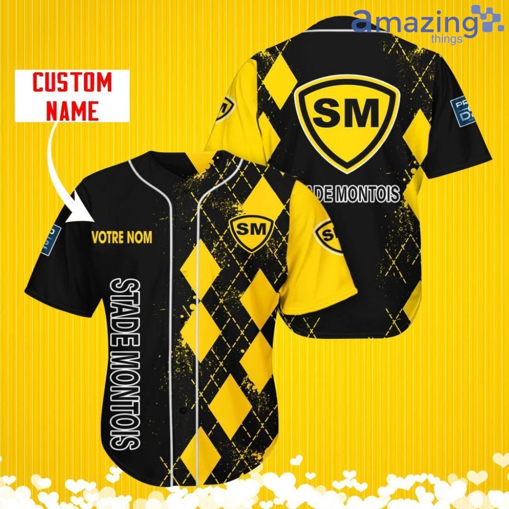 Stade Montois Rugby Sports Logo Jersey Baseball Shirt Custom Name With Diamond Brush Pattern For Men And Women image Stade Montois Rugby Sports Logo Jersey Baseball Shirt Custom Name With Diamond Brush Pattern For Men And Women Product Photo 1