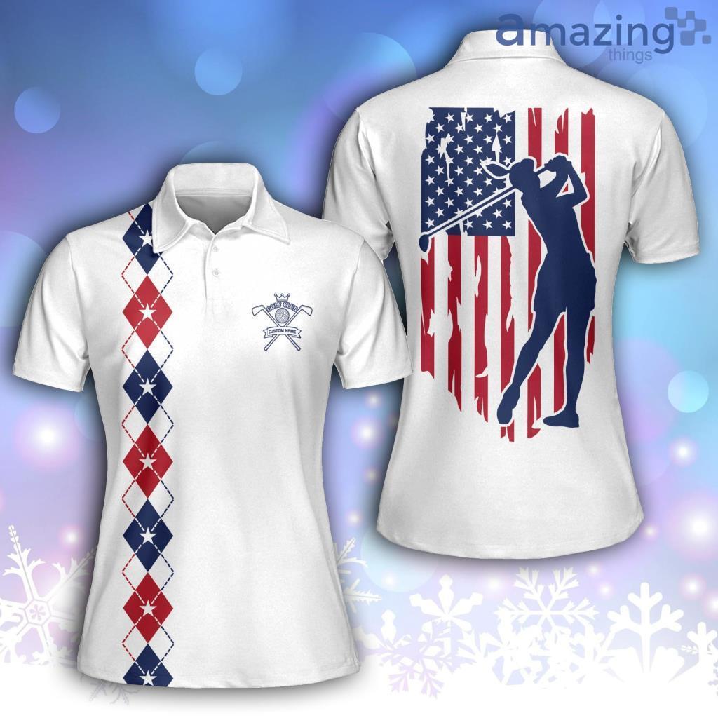 Personalized American Flag Golf Polo Shirt image Personalized American Flag Golf Polo Shirt Product Photo 1