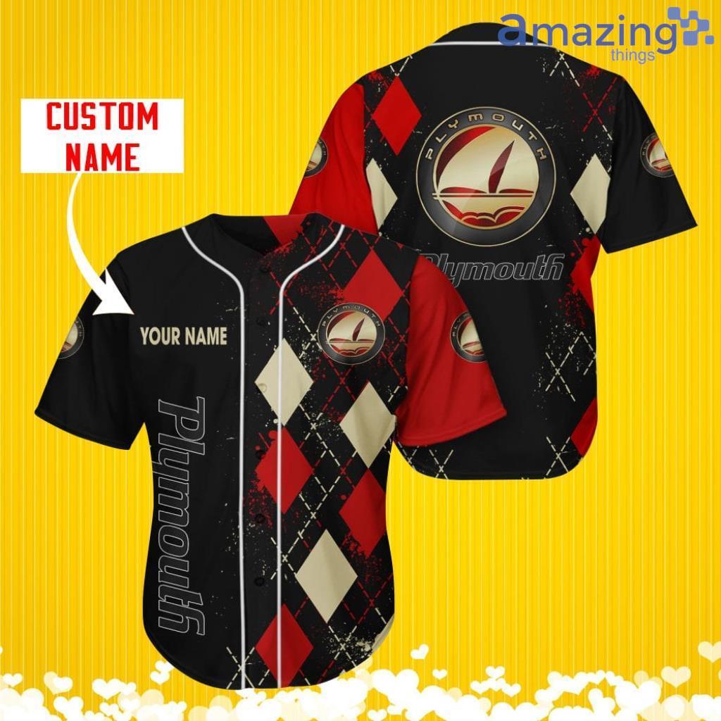 Plymouth Sports Logo Jersey Baseball Shirt Custom Name With Diamond Brush Pattern For Men And Women image Plymouth Sports Logo Jersey Baseball Shirt Custom Name With Diamond Brush Pattern For Men And Women Product Photo 1