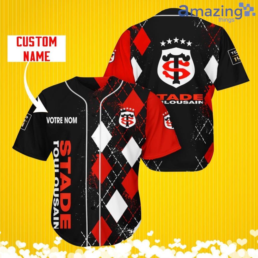 Stade Toulousain Sports Logo Jersey Baseball Shirt Custom Name With Diamond Brush Pattern For Men And Women image Stade Toulousain Sports Logo Jersey Baseball Shirt Custom Name With Diamond Brush Pattern For Men And Women Product Photo 1