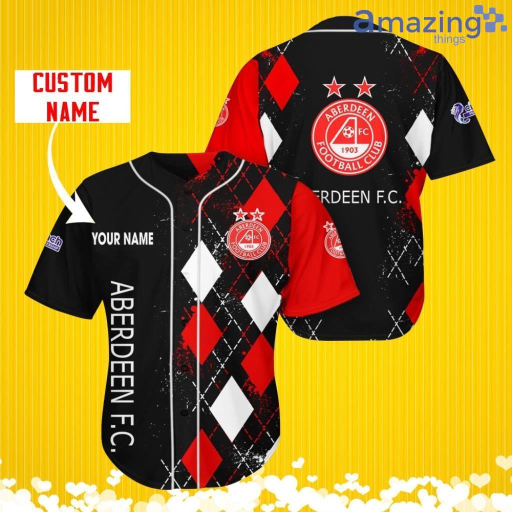 Aberdeen F.C. Sports Logo Jersey Baseball Shirt Custom Name With Diamond Brush Pattern For Men And Women image Aberdeen F.C. Sports Logo Jersey Baseball Shirt Custom Name With Diamond Brush Pattern For Men And Women Product Photo 2