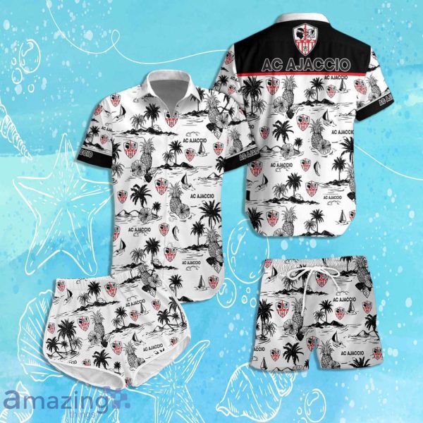 AC Ajaccio Hawaiian Shirt & Short 2024 Summer Beach For Fans Product Photo 1