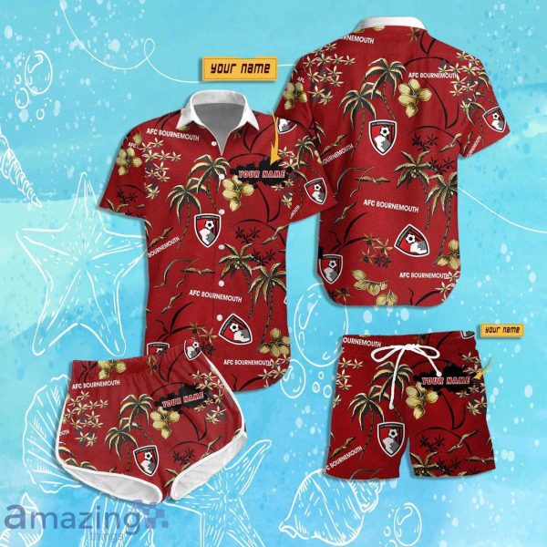 AFC Bournemouth Hawaiian Shirt & Short Custom Name 2024 Men Women Summer Beach Product Photo 1