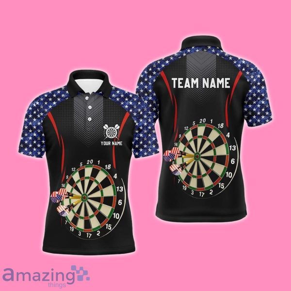 American Flag Darts Men Polo Shirt Style Gift With Name Patriotic Darts Shirt Product Photo 1