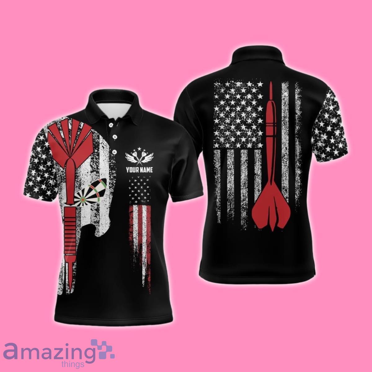 American Flag Skull Darts Polo Shirt Style Gift Custom Patriotic Darts Shirts image American Flag Skull Darts Polo Shirt Style Gift Custom Patriotic Darts Shirts Product Photo 1