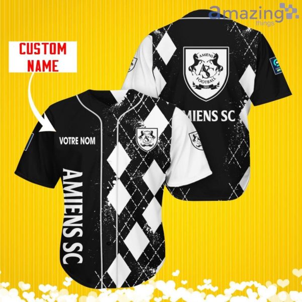 Amiens SC Sports Logo Jersey Baseball Shirt Custom Name With Diamond Brush Pattern For Men And Women Product Photo 2