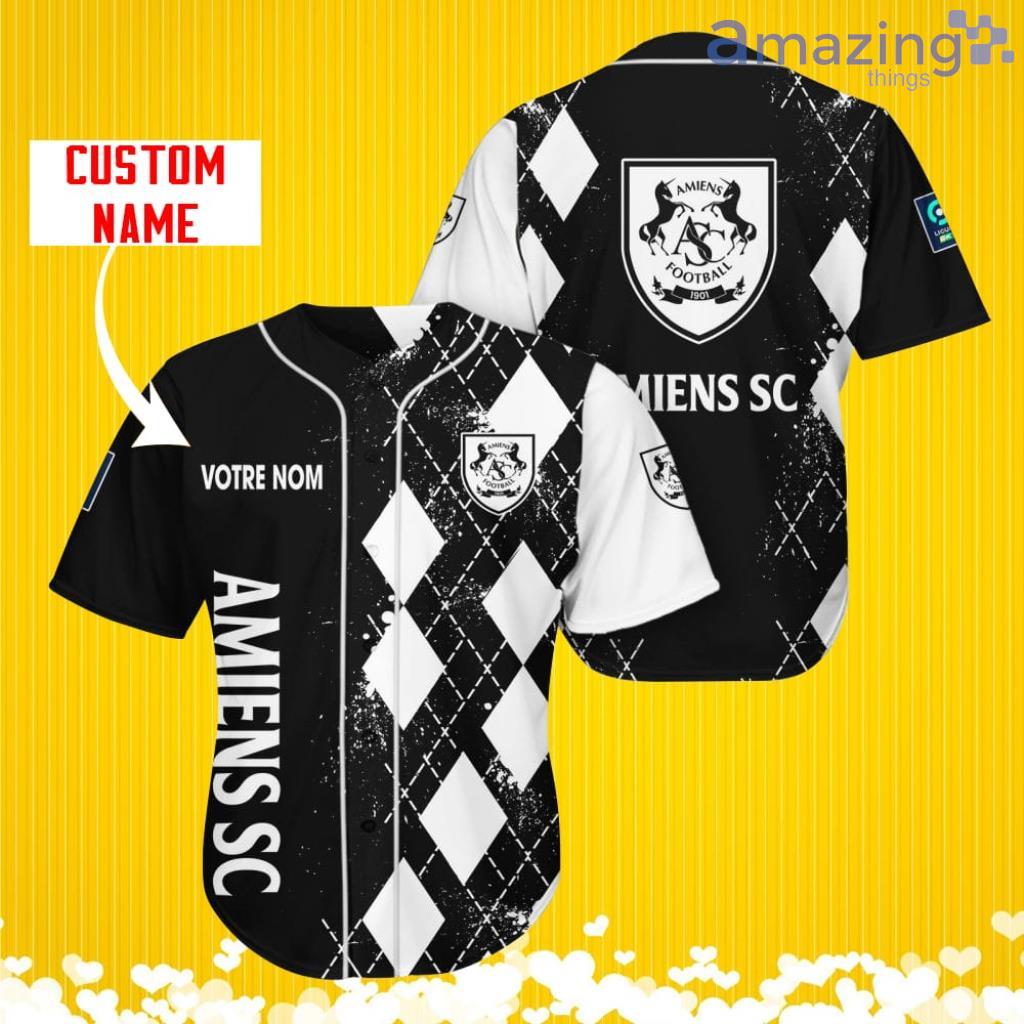 Amiens SC Sports Logo Jersey Baseball Shirt Custom Name With Diamond Brush Pattern For Men And Women image Amiens SC Sports Logo Jersey Baseball Shirt Custom Name With Diamond Brush Pattern For Men And Women Product Photo 1