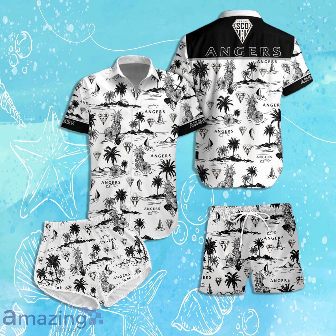 Angers SCO Hawaiian Shirt & Short 2024 Summer Beach For Fans image Angers SCO Hawaiian Shirt & Short 2024 Summer Beach For Fans Product Photo 1