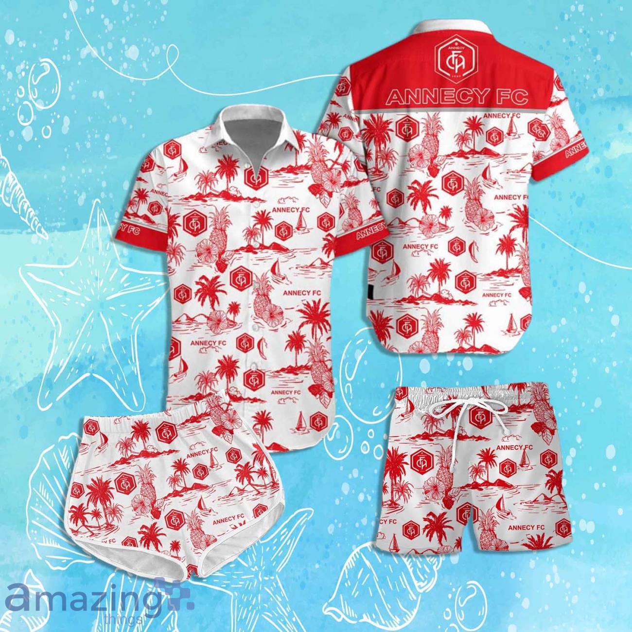 Annecy FC Hawaiian Shirt & Short 2024 Summer Beach For Fans image Annecy FC Hawaiian Shirt & Short 2024 Summer Beach For Fans Product Photo 1