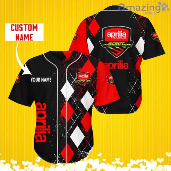 Aprilia Sports Logo Jersey Baseball Shirt Custom Name With Diamond Brush Pattern For Men And Women Product Photo 1