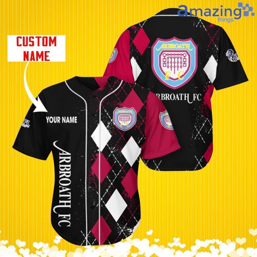 Arbroath F.C. Sports Logo Jersey Baseball Shirt Custom Name With Diamond Brush Pattern For Men And Women image Arbroath F.C. Sports Logo Jersey Baseball Shirt Custom Name With Diamond Brush Pattern For Men And Women Product Photo 1