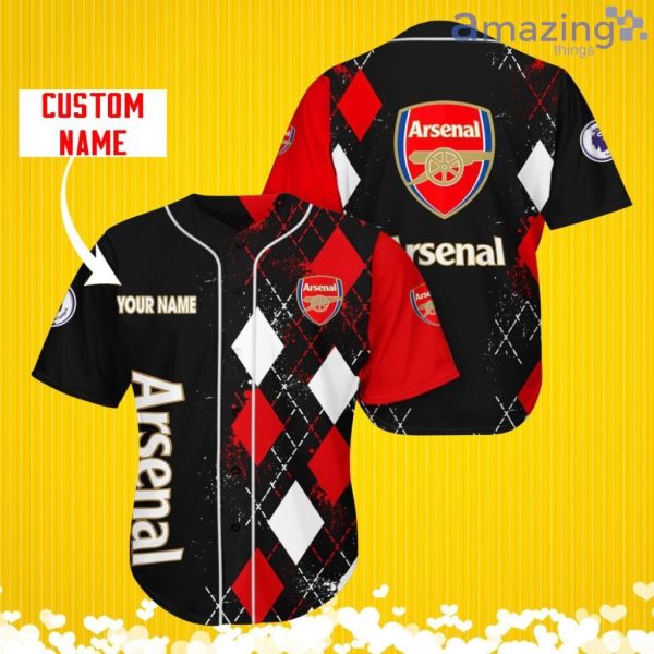 Arsenal F.C. Sports Logo Jersey Baseball Shirt Custom Name With Diamond Brush Pattern For Men And Women Product Photo 1