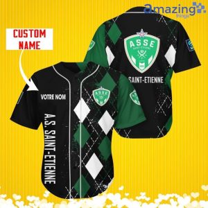 AS Saint-Etienne Sports Logo Jersey Baseball Shirt Custom Name With Diamond Brush Pattern For Men And Women Product Photo 2