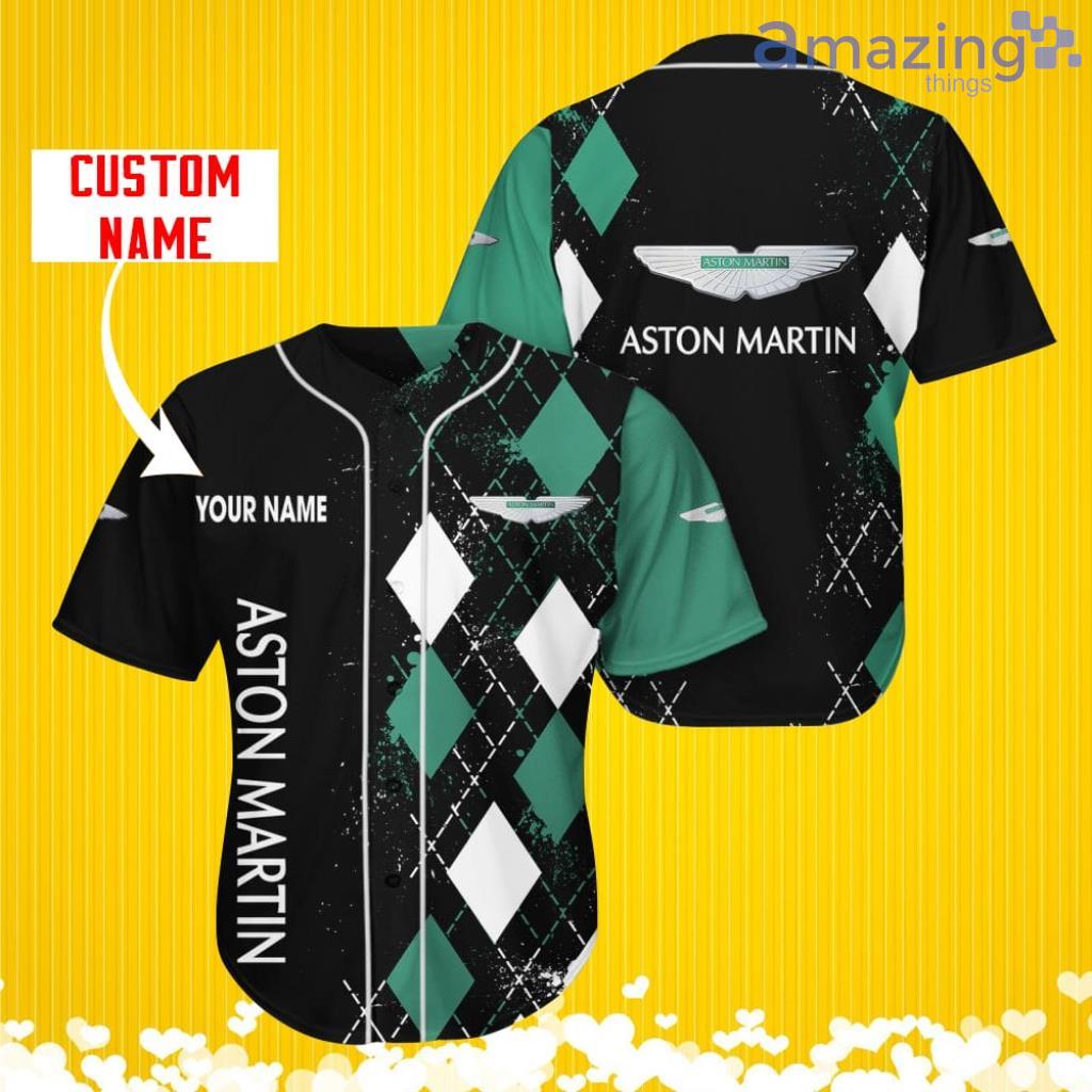 Aston Martin Sports Logo Jersey Baseball Shirt Custom Name With Diamond Brush Pattern For Men And Women image Aston Martin Sports Logo Jersey Baseball Shirt Custom Name With Diamond Brush Pattern For Men And Women Product Photo 1