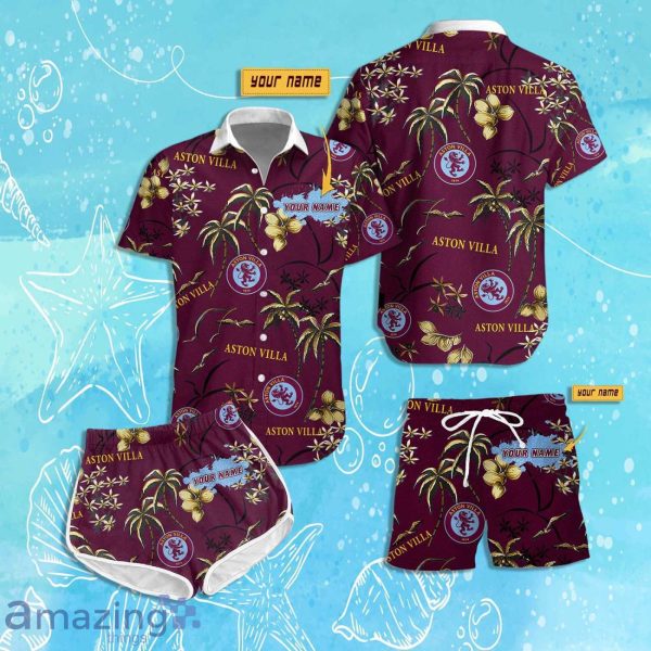 Aston Villa FC Hawaiian Shirt & Short Custom Name 2024 Men Women Summer Beach Product Photo 1