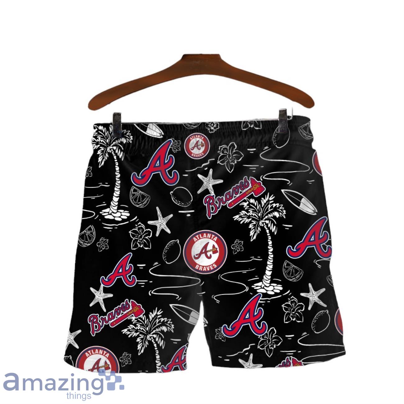 Atlanta Braves MLB Logo Tropical Design Hawaiian Shirt & Short image Atlanta Braves MLB Logo Tropical Design Hawaiian Shirt & Short Product Photo 4