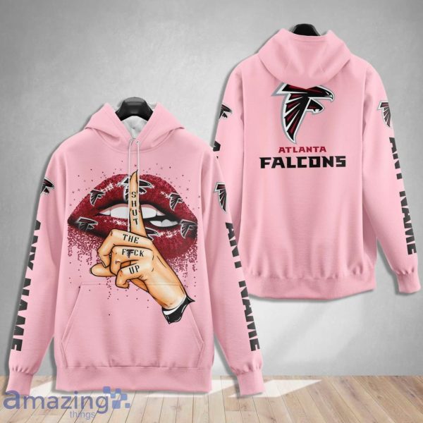 Atlanta Falcons Custom Name Shut The F Up Pink 3D Hoodie Shirt Product Photo 1
