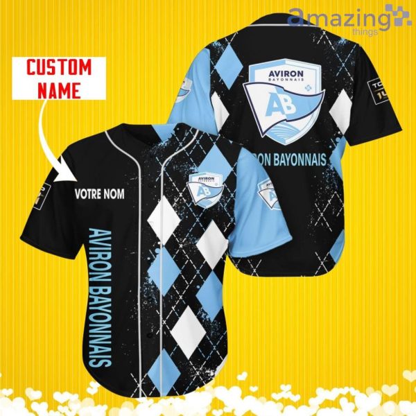 Aviron Bayonnais Sports Logo Jersey Baseball Shirt Custom Name With Diamond Brush Pattern For Men And Women Product Photo 1