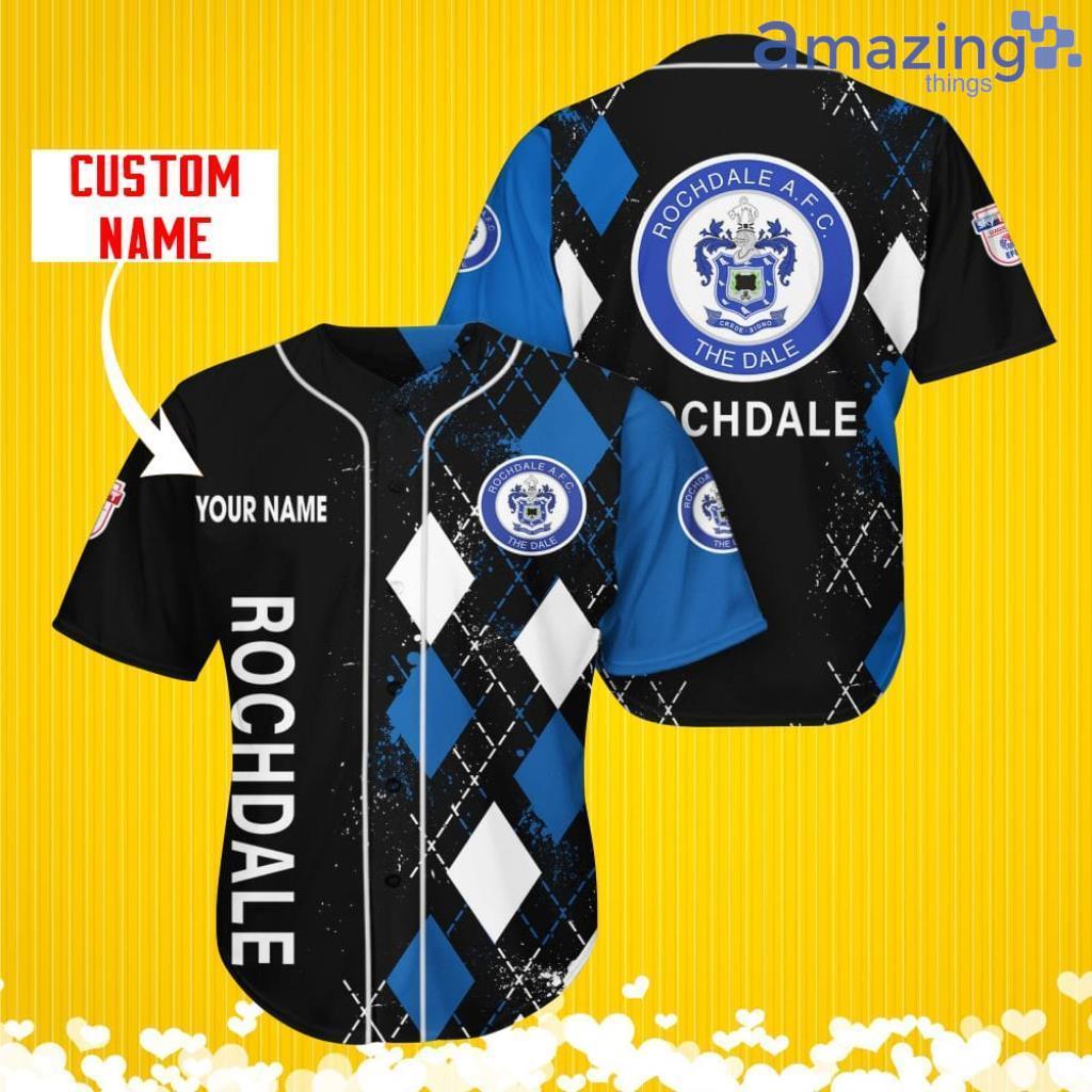 Rochdale AFC Sports Logo Jersey Baseball Shirt Custom Name With Diamond Brush Pattern For Men And Women image Rochdale AFC Sports Logo Jersey Baseball Shirt Custom Name With Diamond Brush Pattern For Men And Women Product Photo 1