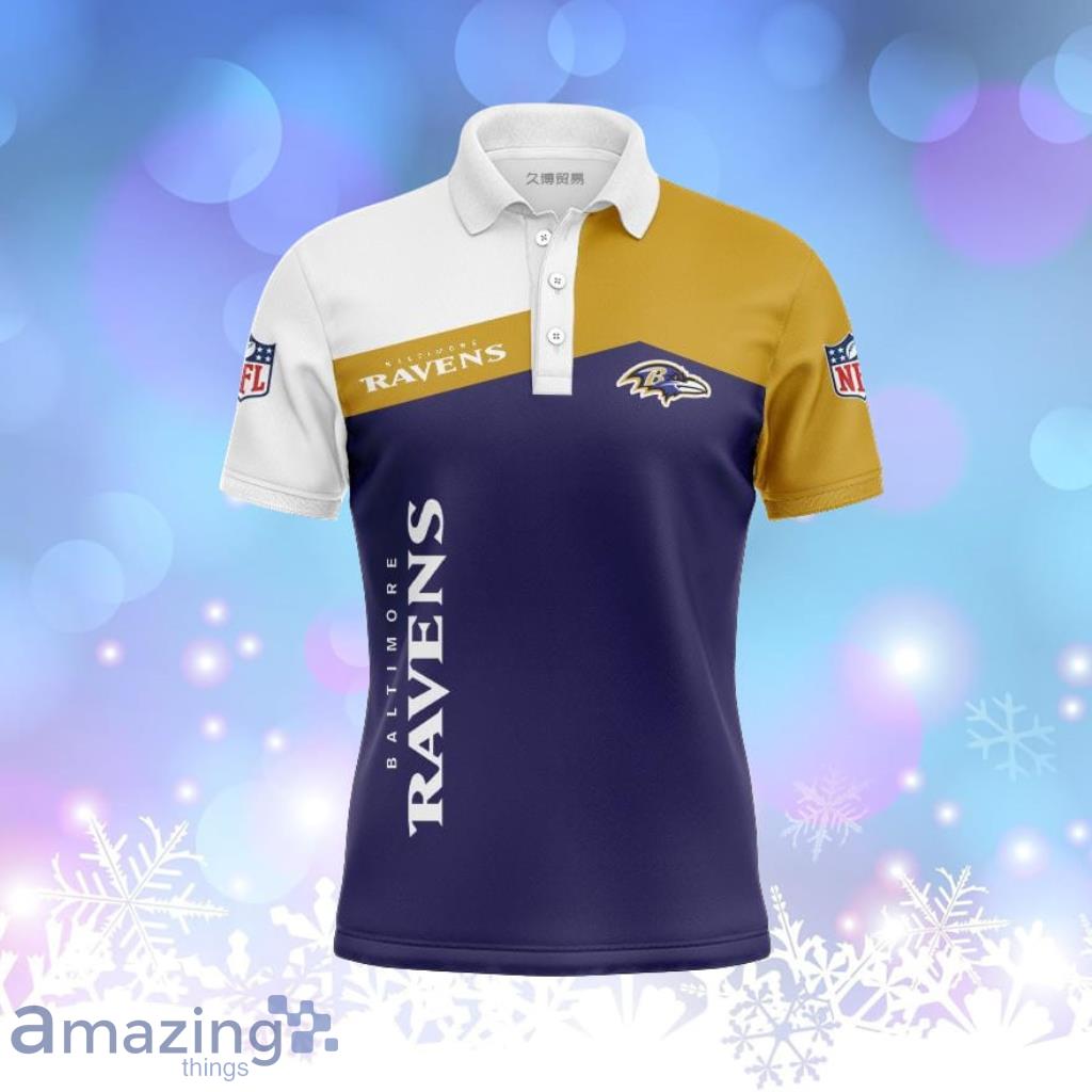 Baltimore Ravens Button Up Polo Shirt Gift For Big Fans image Baltimore Ravens Button Up Polo Shirt Gift For Big Fans Product Photo 1