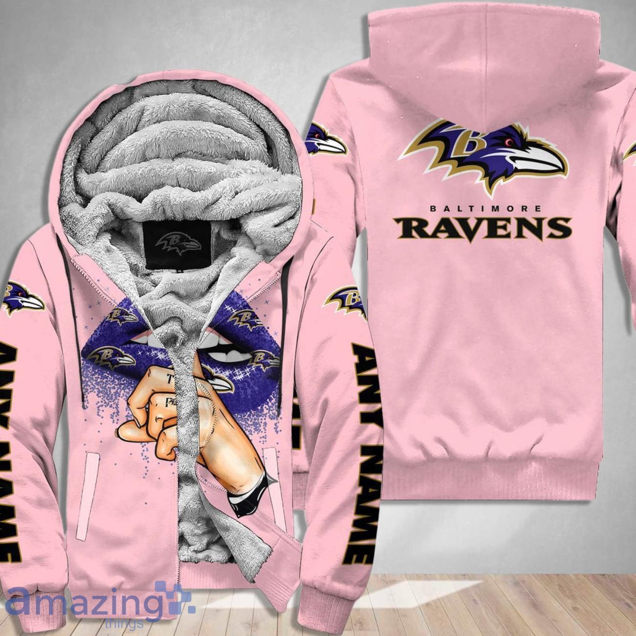 Baltimore Ravens Custom Name Shut The F Up Pink 3D Hoodie Shirt image Baltimore Ravens Custom Name Shut The F Up Pink 3D Hoodie Shirt Product Photo 2