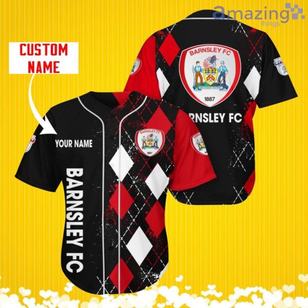 Barnsley F.C Sports Logo Jersey Baseball Shirt Custom Name With Diamond Brush Pattern For Men And Women Product Photo 1