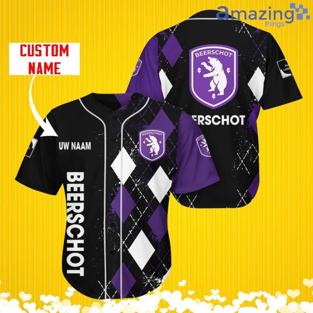 Beerschot VA Sports Logo Jersey Baseball Shirt Custom Name With Diamond Brush Pattern For Men And Women image Beerschot VA Sports Logo Jersey Baseball Shirt Custom Name With Diamond Brush Pattern For Men And Women Product Photo 1
