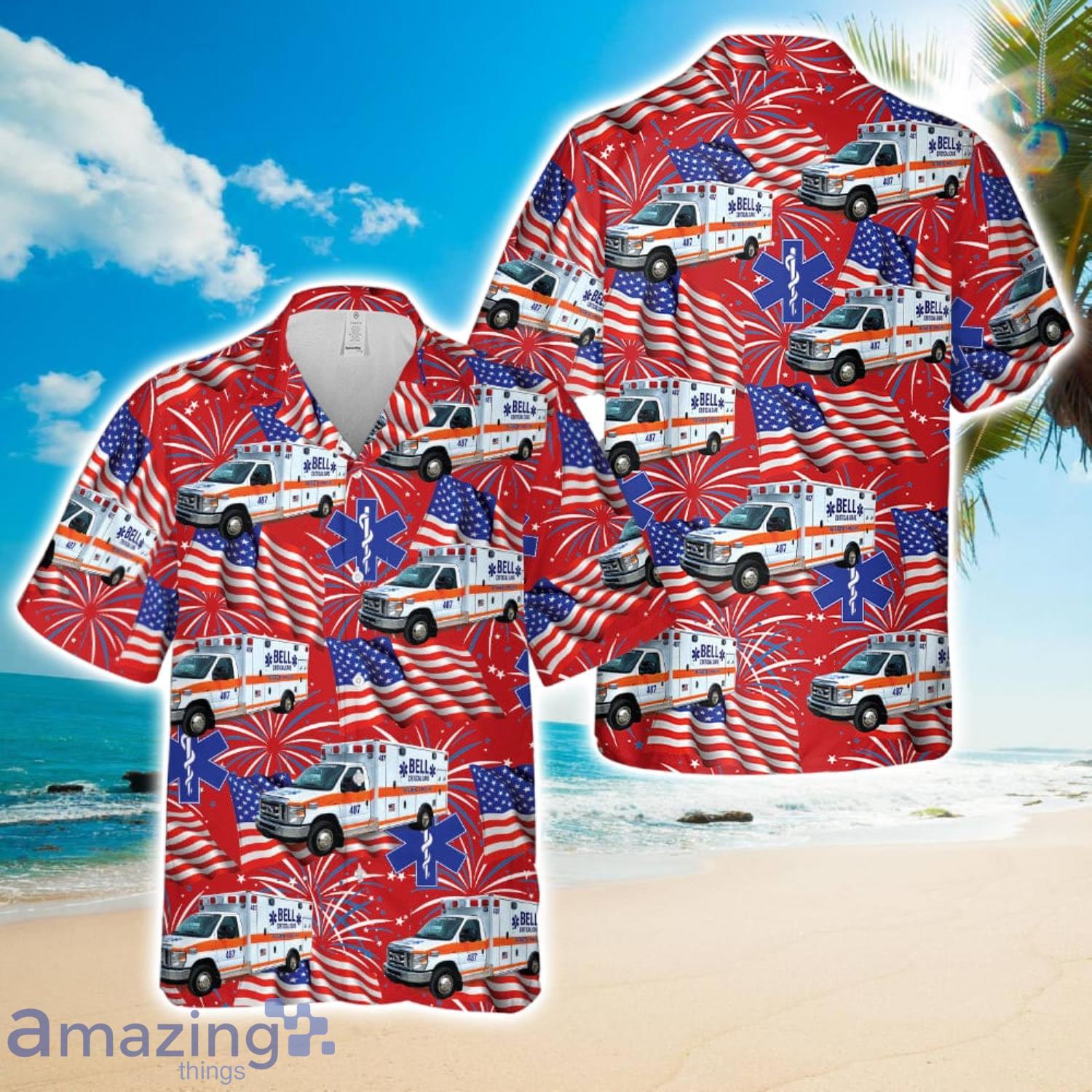 Bell Ambulance, Milwaukee, Wisconsin, 4th Of July Hawaiian Shirt Cute Summer Gift image Bell Ambulance, Milwaukee, Wisconsin, 4th Of July Hawaiian Shirt Cute Summer Gift Product Photo 1