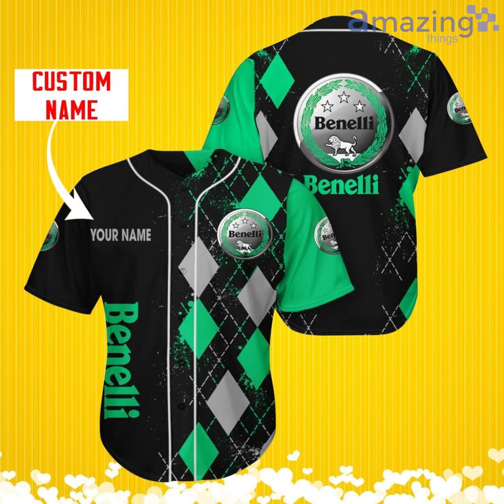 Benelli Sports Logo Jersey Baseball Shirt Custom Name With Diamond Brush Pattern For Men And Women image Benelli Sports Logo Jersey Baseball Shirt Custom Name With Diamond Brush Pattern For Men And Women Product Photo 1