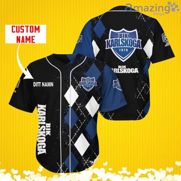 BIK Karlskoga Sports Logo Jersey Baseball Shirt Custom Name With Diamond Brush Pattern For Men And Women Product Photo 1