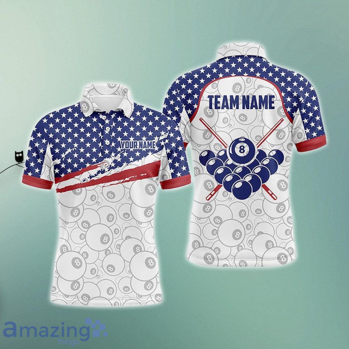 Billiard Polo Shirts, Ball Pattern American Flag Billiard Polo Shirts Style Gift image Billiard Polo Shirts, Ball Pattern American Flag Billiard Polo Shirts Style Gift Product Photo 1