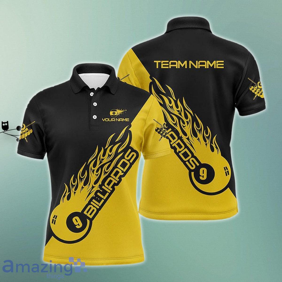 Billiard Polo Shirts, Ball Pool Back Yellow Name Billiard Shirts Style Gift image Billiard Polo Shirts, Ball Pool Back Yellow Name Billiard Shirts Style Gift Product Photo 1