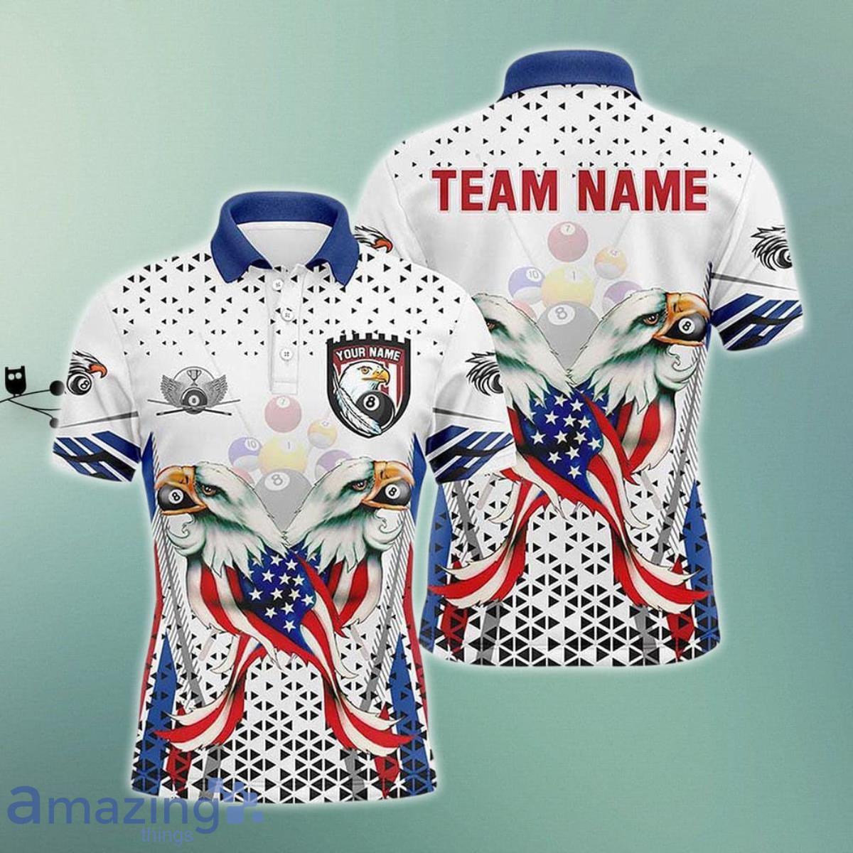 Billiard Polo Shirts, Billiard Eagle American Flag Polo Shirts Style Gift image Billiard Polo Shirts, Billiard Eagle American Flag Polo Shirts Style Gift Product Photo 1