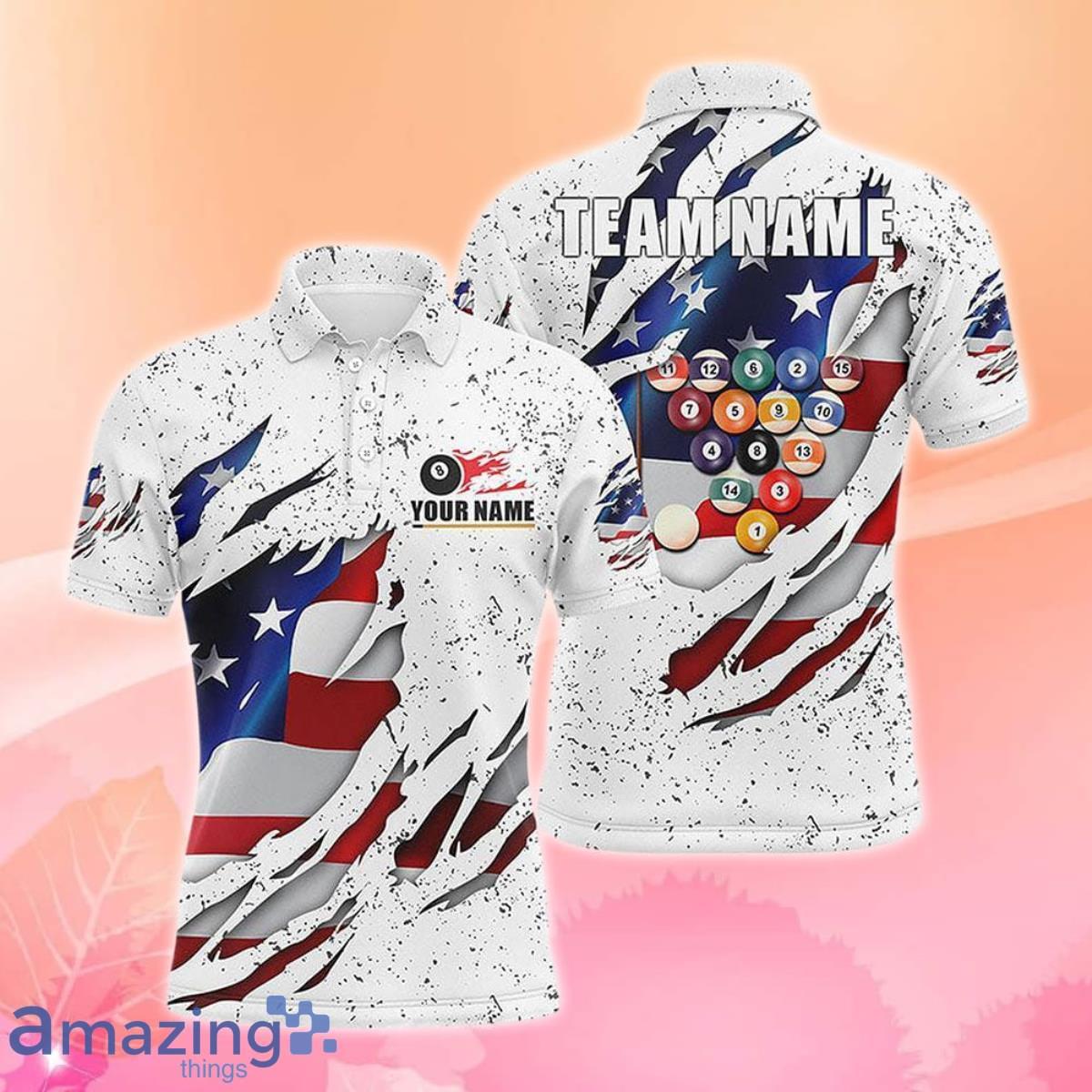 Billiards Balls US Flag White Grunge Ball Pool Polo Shirts Special Gift image Billiards Balls US Flag White Grunge Ball Pool Polo Shirts Special Gift Product Photo 1