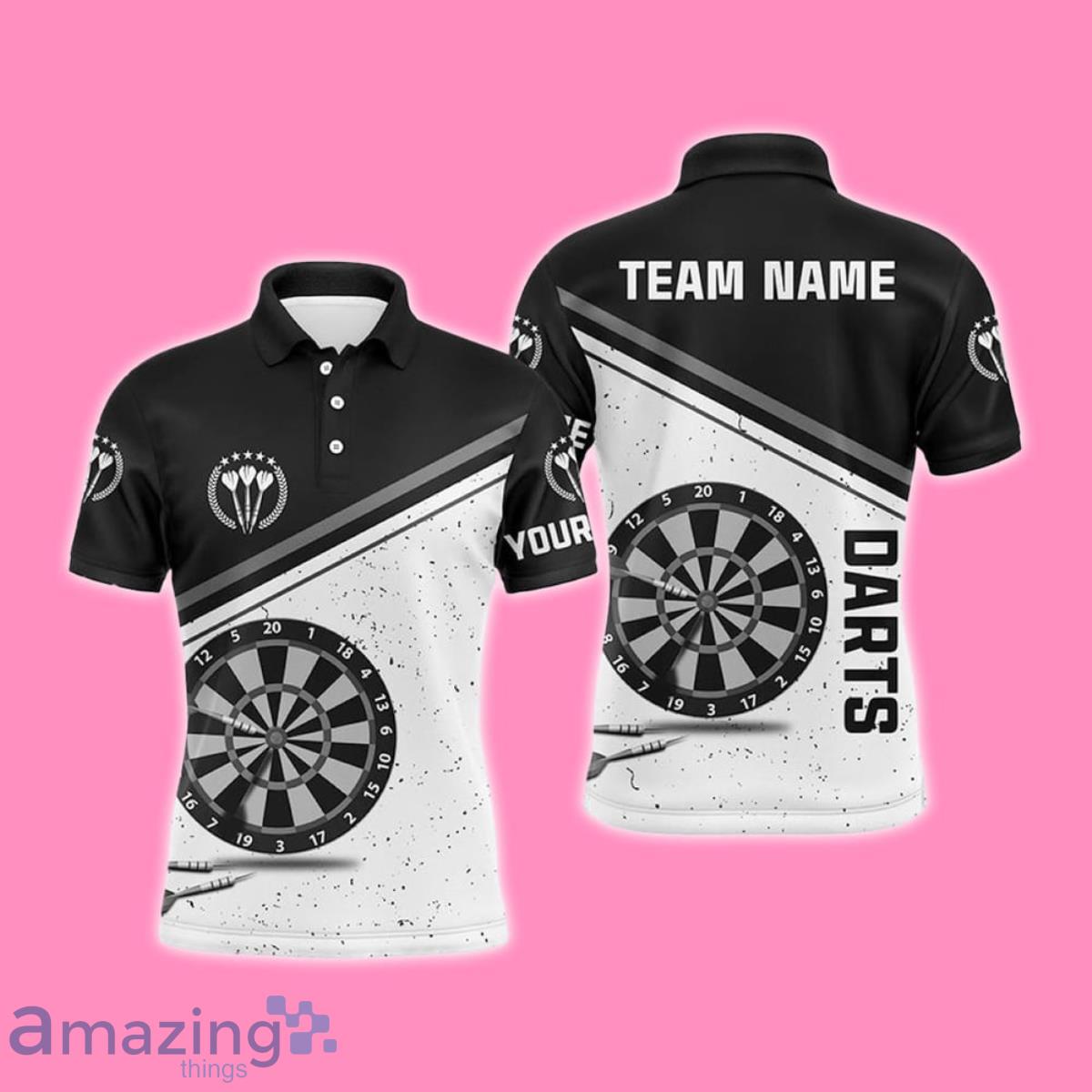 Black White Grunge Darts Men Polo Shirt Style Gift With Name Custom image Black White Grunge Darts Men Polo Shirt Style Gift With Name Custom Product Photo 1