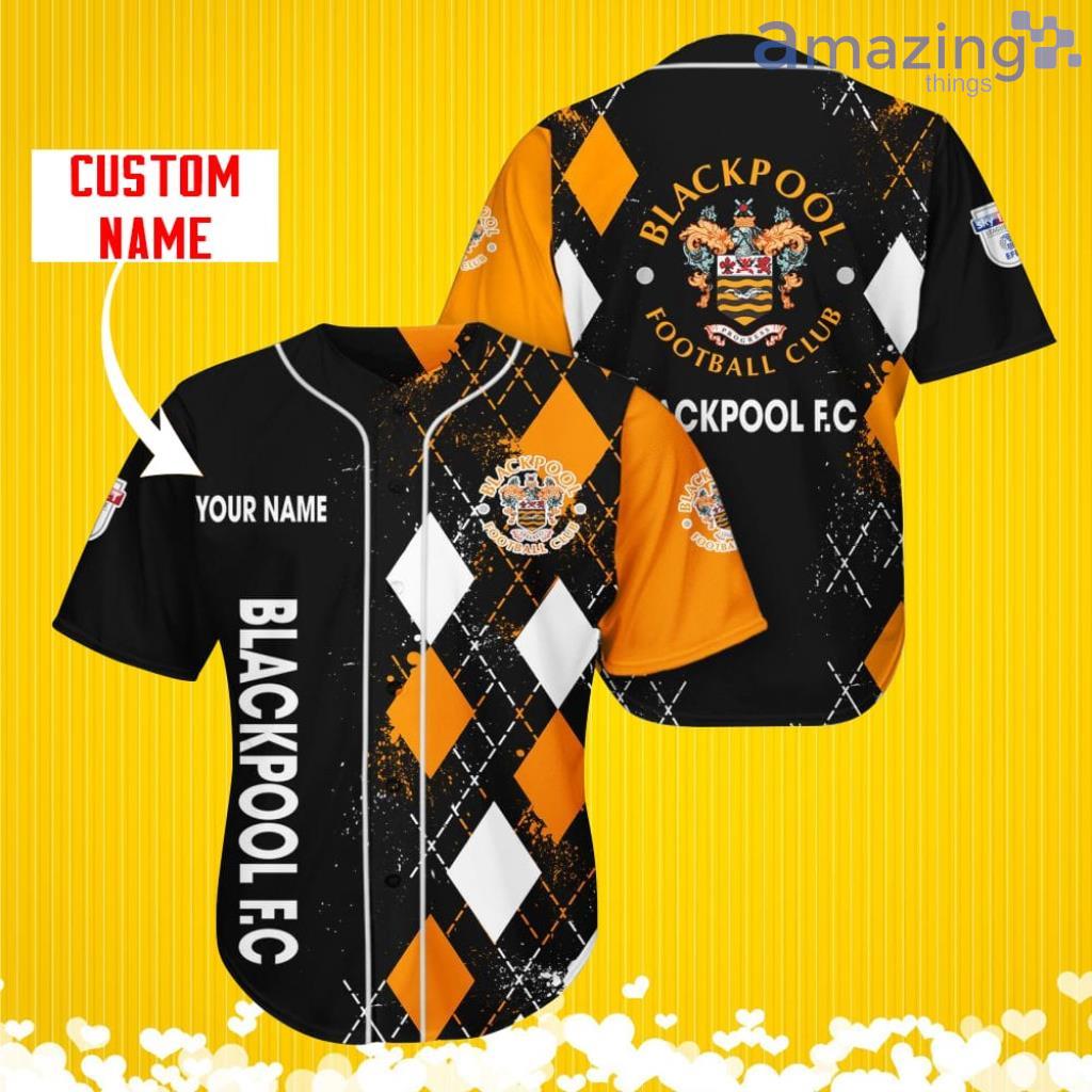 Blackpool F.C Sports Logo Jersey Baseball Shirt Custom Name With Diamond Brush Pattern For Men And Women image Blackpool F.C Sports Logo Jersey Baseball Shirt Custom Name With Diamond Brush Pattern For Men And Women Product Photo 2