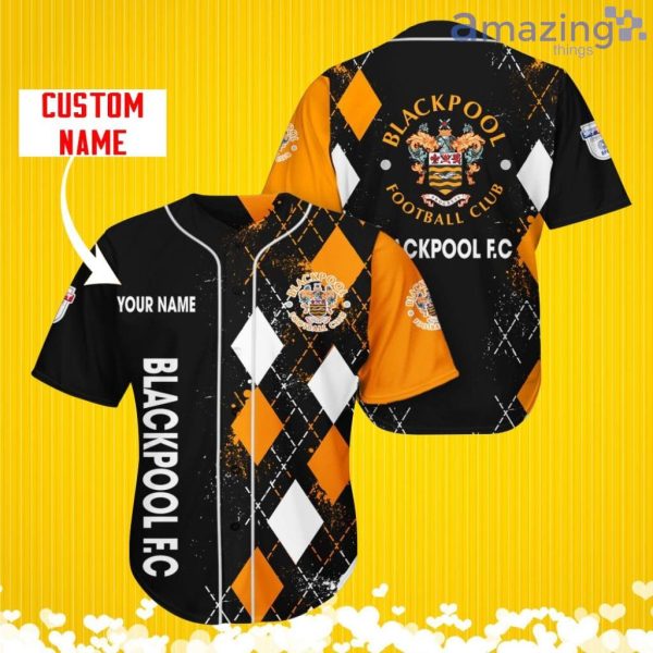 Blackpool F.C Sports Logo Jersey Baseball Shirt Custom Name With Diamond Brush Pattern For Men And Women Product Photo 1
