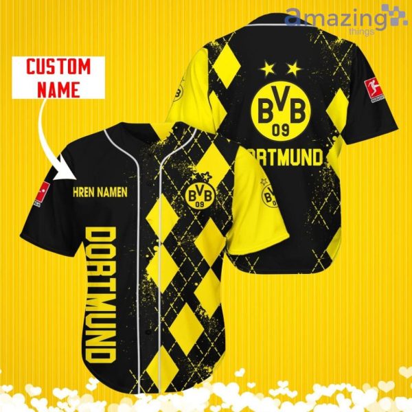 Borussia Dortmund Sports Logo Jersey Baseball Shirt Custom Name With Diamond Brush Pattern For Men And Women Product Photo 1