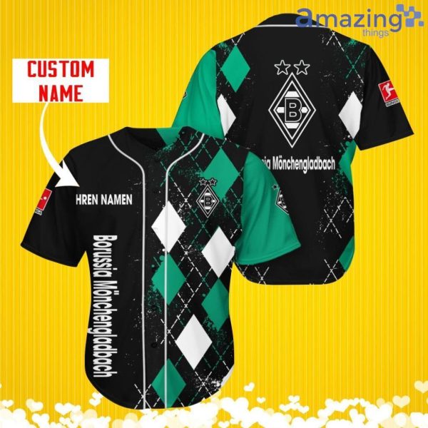 Borussia Monchengladbach Sports Logo Jersey Baseball Shirt Custom Name With Diamond Brush Pattern For Men And Women Product Photo 1