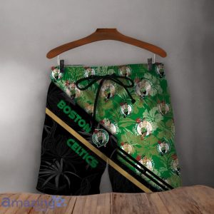 Boston Celtics Logo Flower Pattern Hawaiian Shirt & Short Product Photo 3