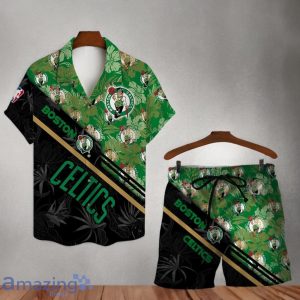 Boston Celtics Logo Flower Pattern Hawaiian Shirt & Short Product Photo 1