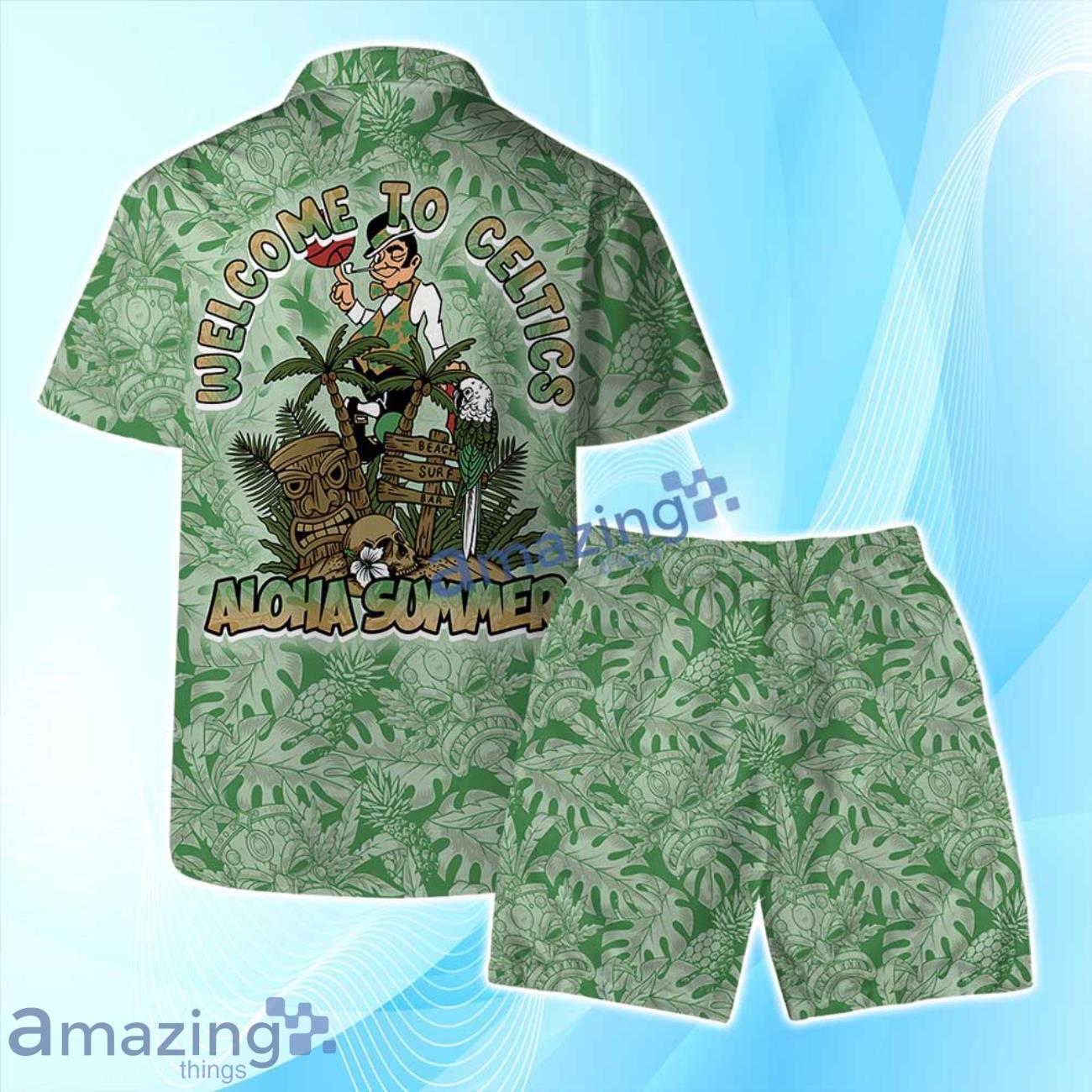 Boston Celtics NBA Hawaiian Shirt & Short Summer Beach image Boston Celtics NBA Hawaiian Shirt & Short Summer Beach Product Photo 2
