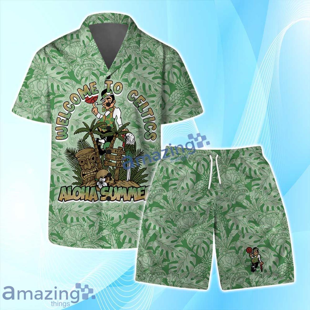 Boston Celtics NBA Hawaiian Shirt & Short Summer Beach image Boston Celtics NBA Hawaiian Shirt & Short Summer Beach Product Photo 1