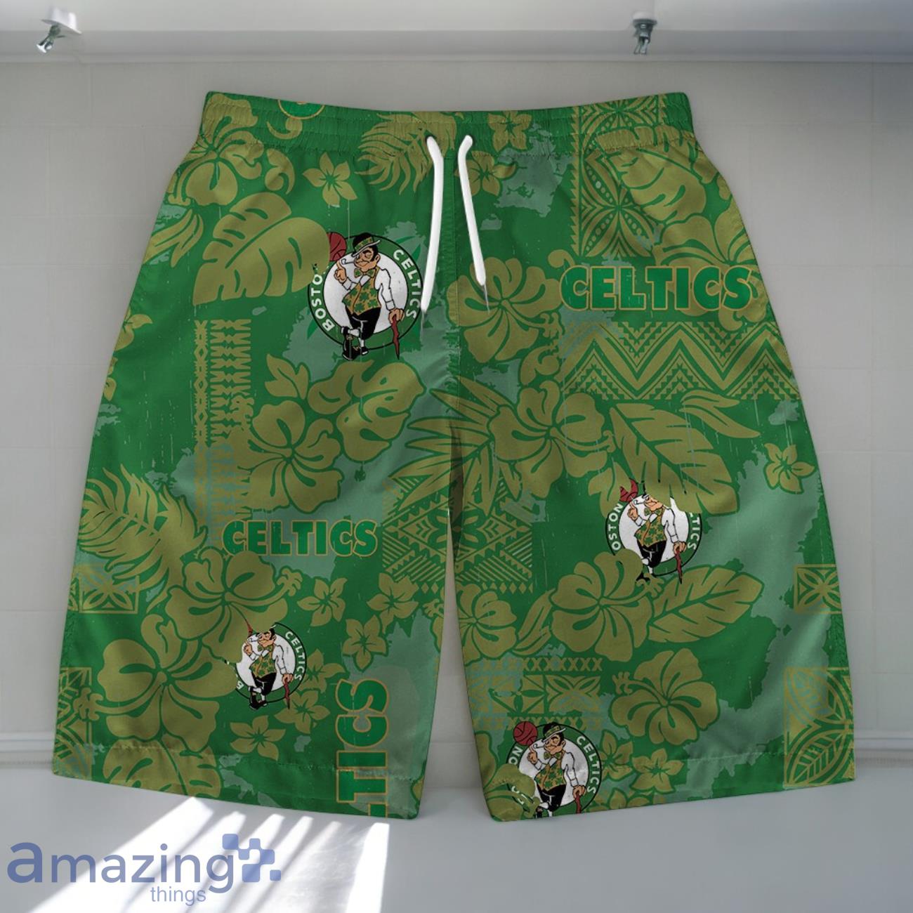 Boston Celtics Team Logo Pattern Retro Magic Hawaiian Shirt And Short image Boston Celtics Team Logo Pattern Retro Magic Hawaiian Shirt And Short Product Photo 3
