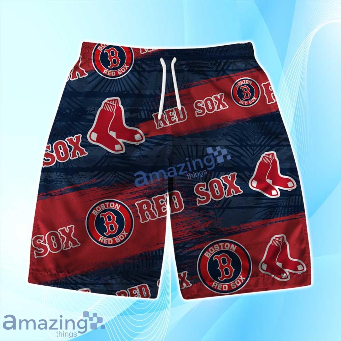 Boston Red Sox Logo Tiki Surf Vintage Art Hawaiian Shirt & Short Summer Beach image Boston Red Sox Logo Tiki Surf Vintage Art Hawaiian Shirt & Short Summer Beach Product Photo 3