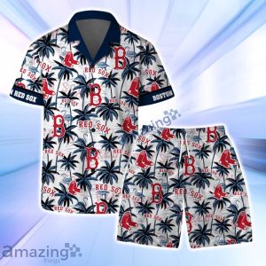 Boston Red Sox MLB Logo Coconut Tree Pattern Hawaiian Shirt & Short Product Photo 1