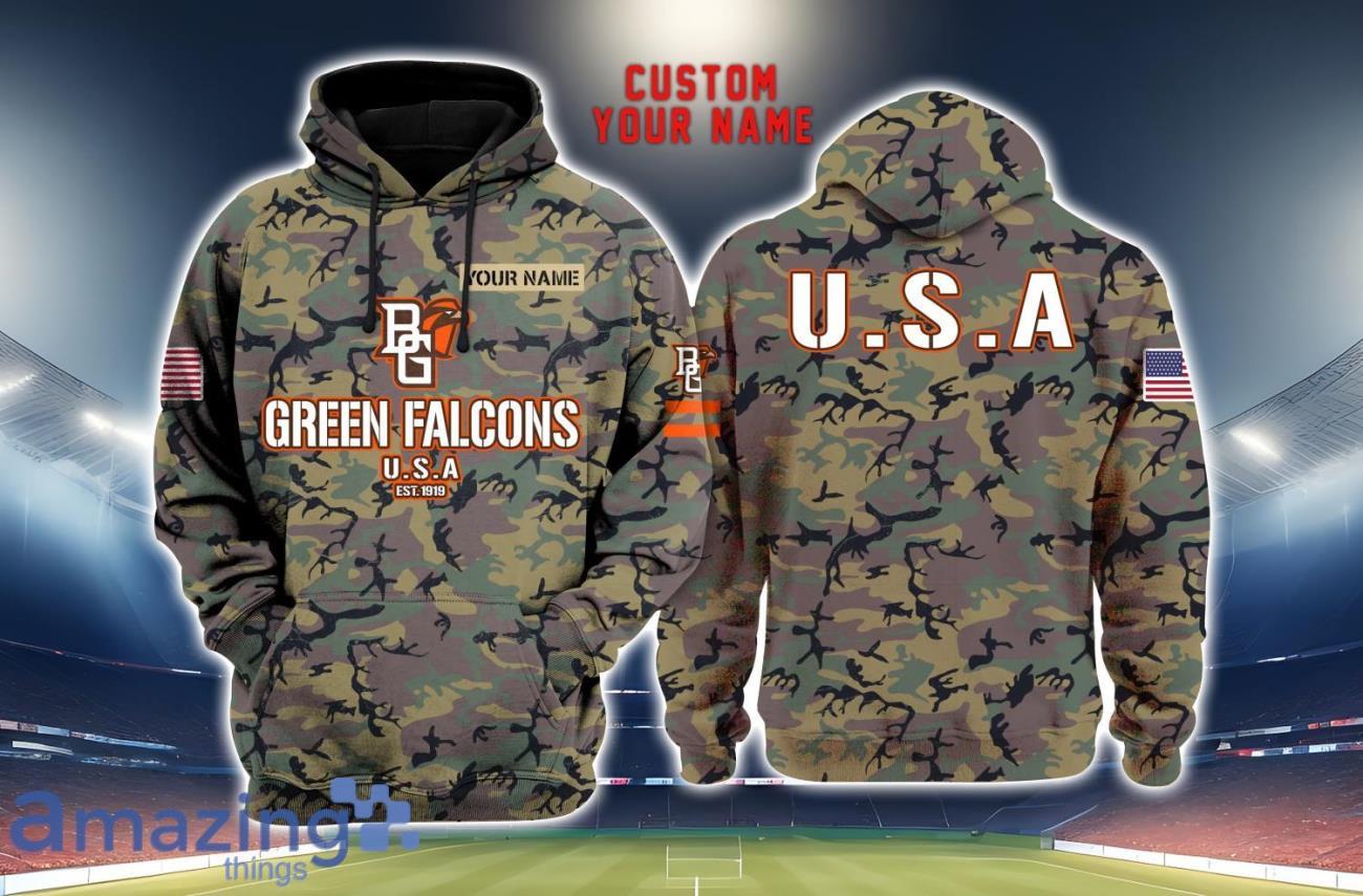 Bowling Green Falcons 3D Printing Army Camo Pattern Unisex Hoodies Custom Name For Fans image Bowling Green Falcons 3D Printing Army Camo Pattern Unisex Hoodies Custom Name For Fans Product Photo 1